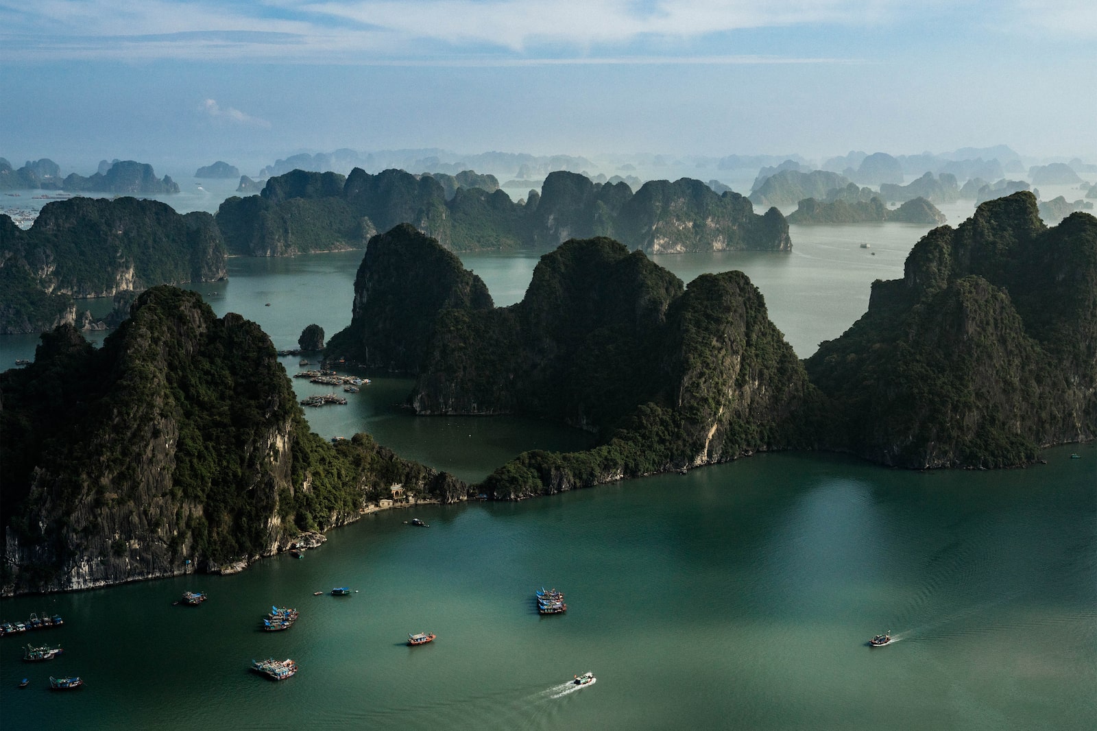 Aerial view of Ha Long Bay islands