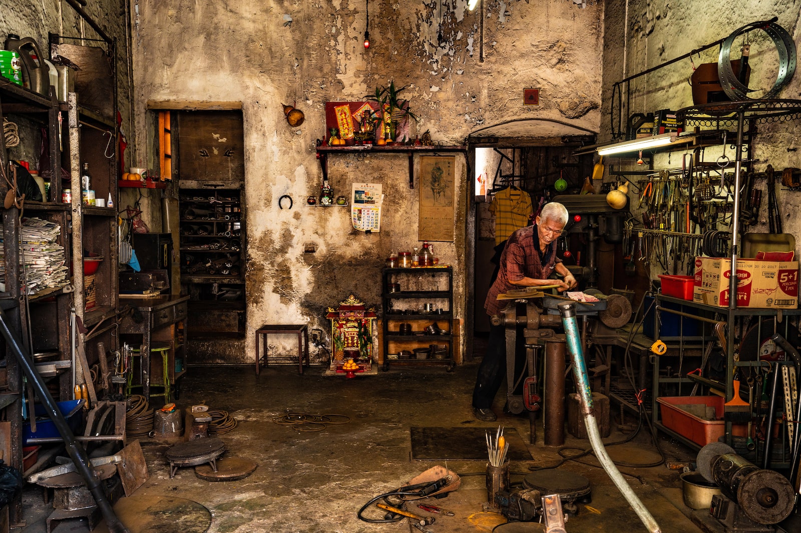 Inside an old shophouse of a cobbler