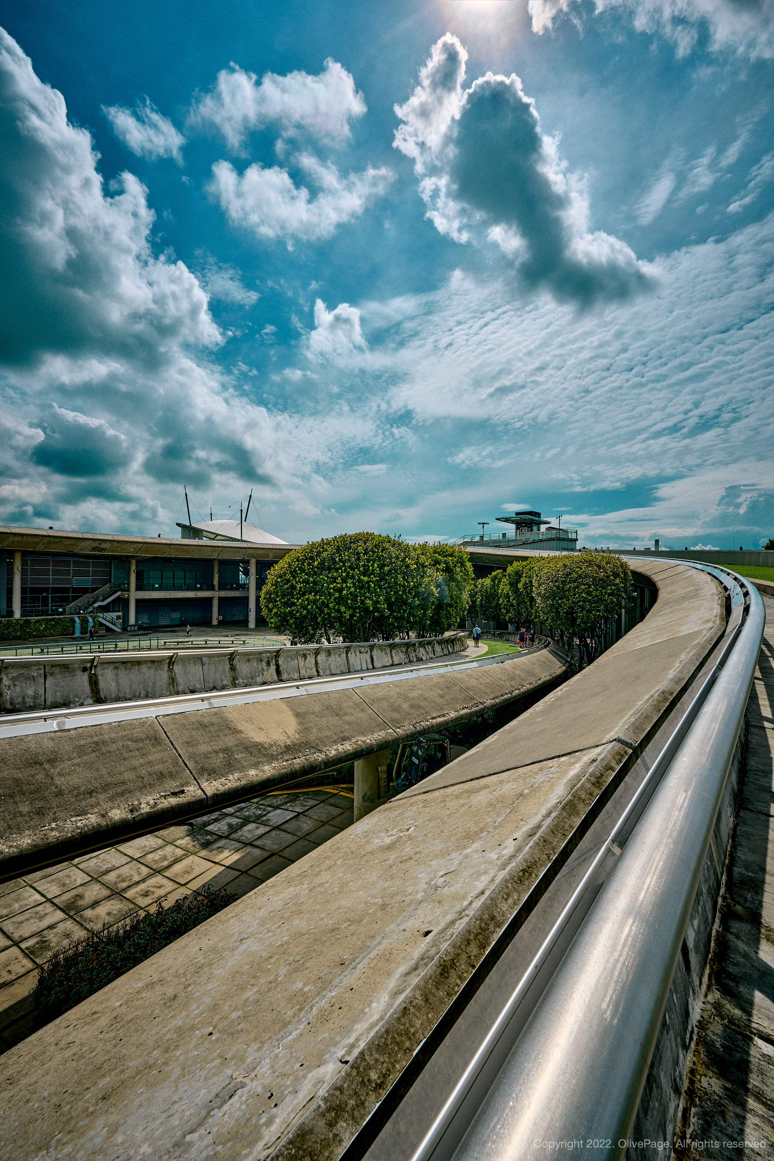 ultra-wide-angle shot of handrail