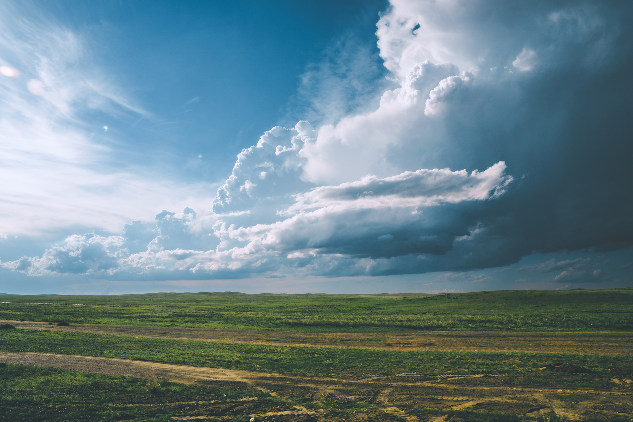 Rolling dark clouds